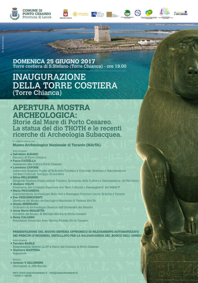MOSTRA ARCHEOLOGICA DEDICATA AL DIO THOT -  start TORRE CHIANCA 25 giugno 2017 